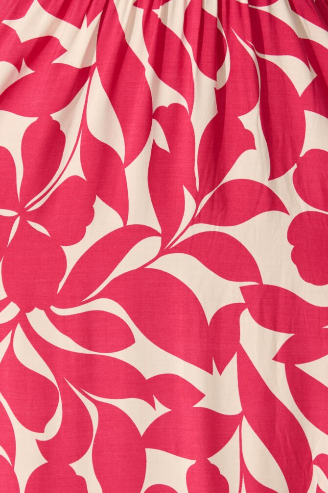 Midi Dress In Pink Leaf - Image 6