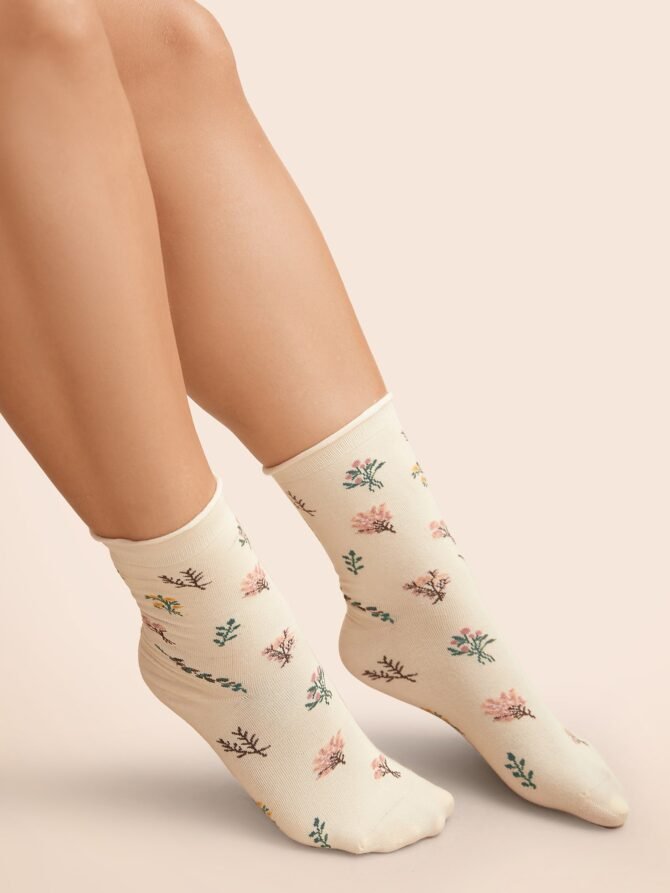 Floral Printed Three Pair Socks - Image 4