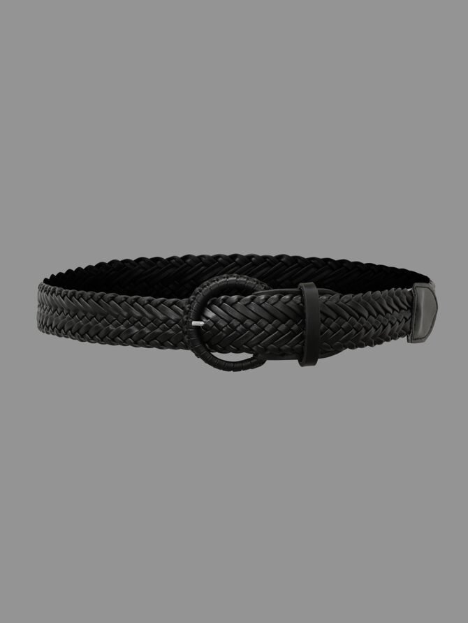 Round Buckle Plain Woven Belt