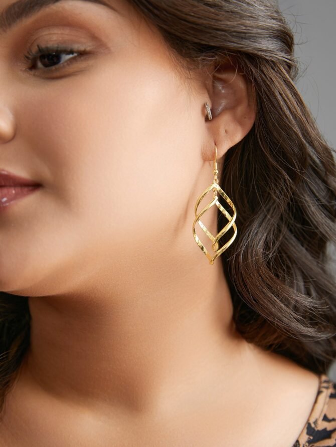 Double Leaves Drop Earrings - Image 2