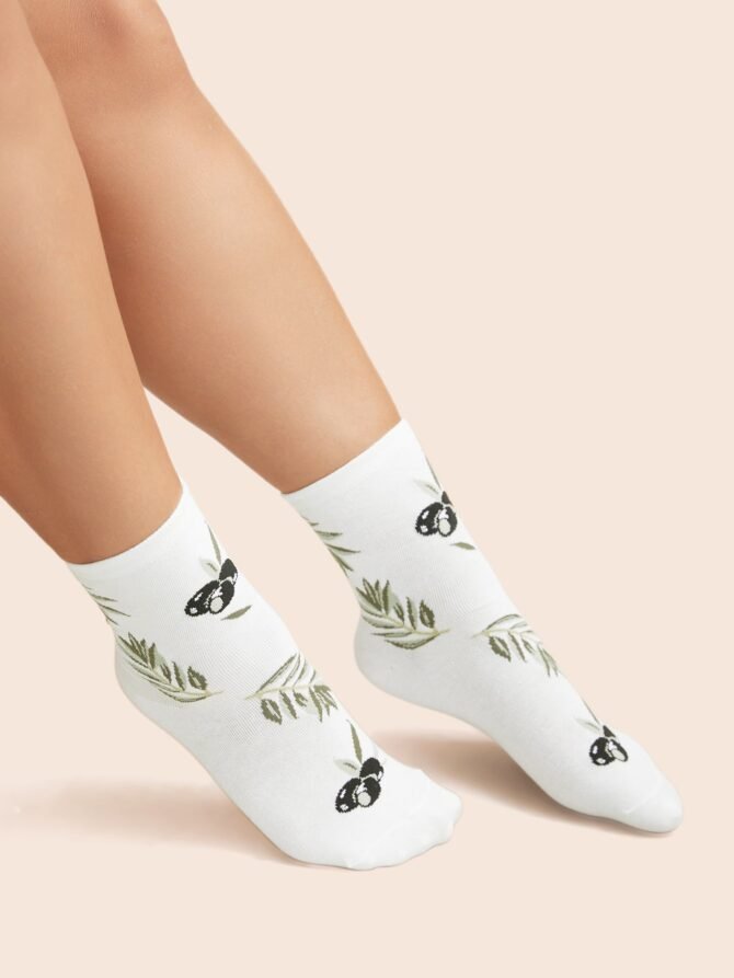 Plants Printed Three Pair Socks - Image 4