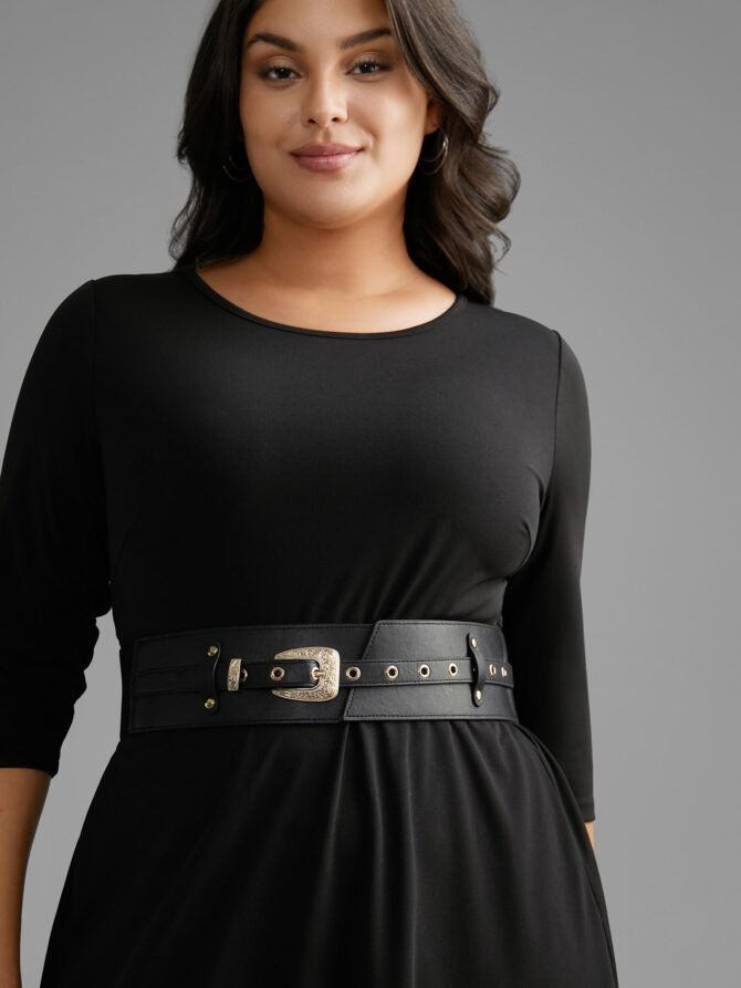 Vintage Floral Pattern Strap Wide Waist Belt - Image 3