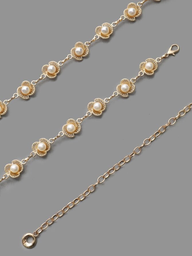 Floral Pearl Beaded Chain Belt - Image 5