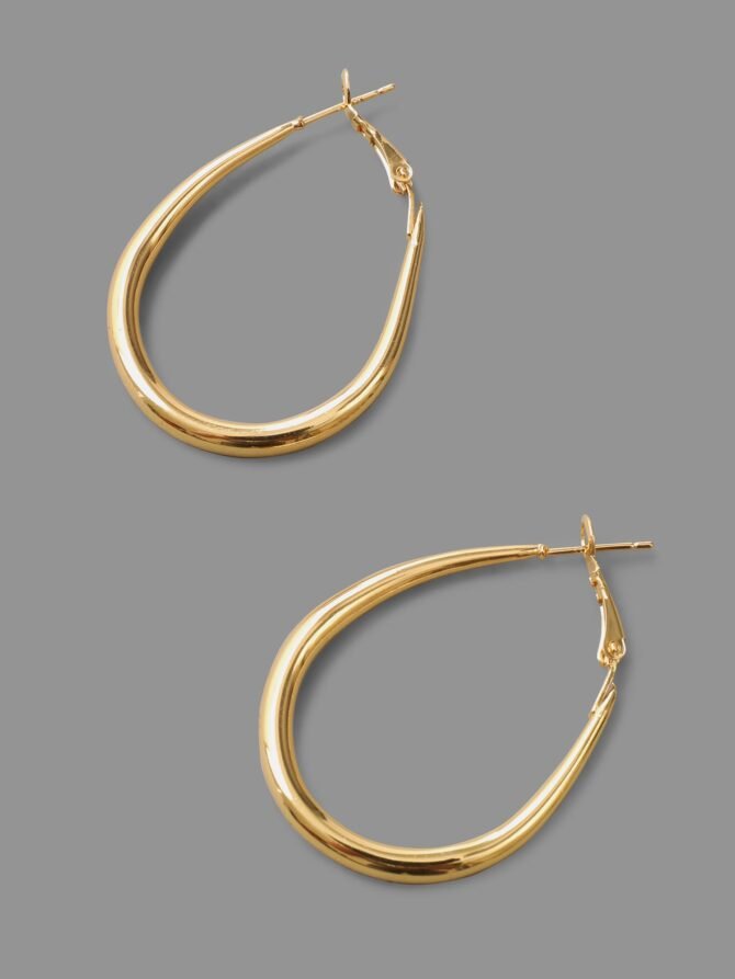 Simple Teardrop Design Hoop Earrings - Image 5