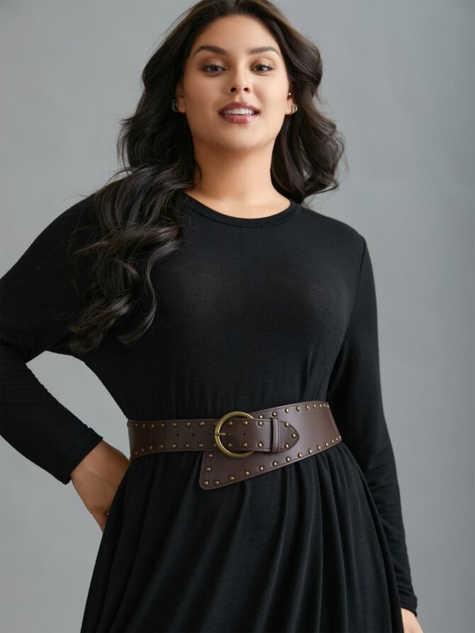 Vintage Buckle And Rivets Pu Leather Belt - Image 4
