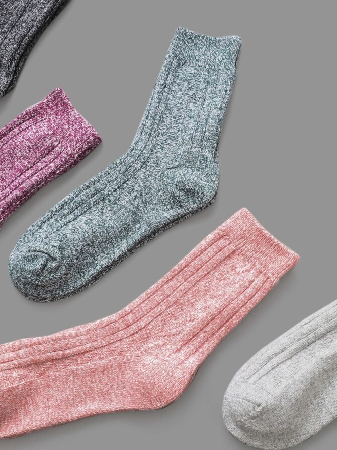 5pairs Plain Textured Mid-Calf Socks - Image 9