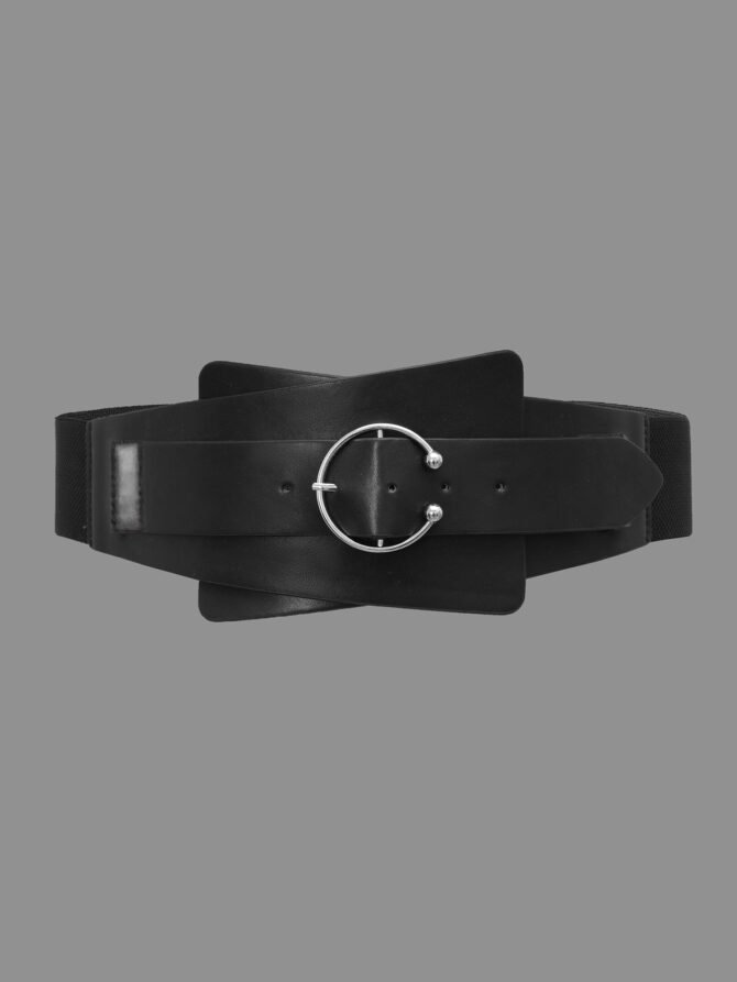 PU Metallic Buckle Elastic Waist Belt - Image 2