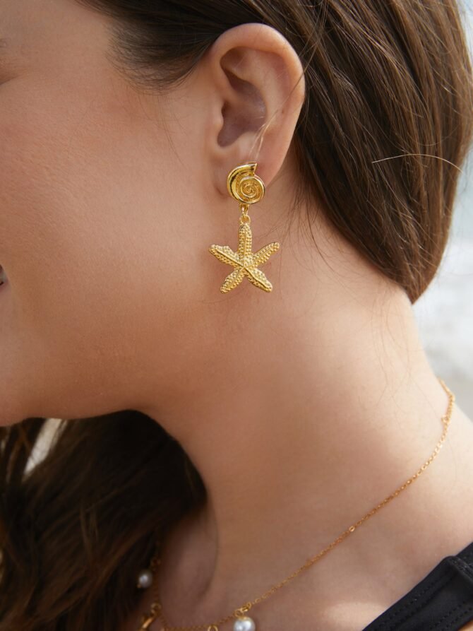 Shell Starfish Pendant Earrings - Image 3