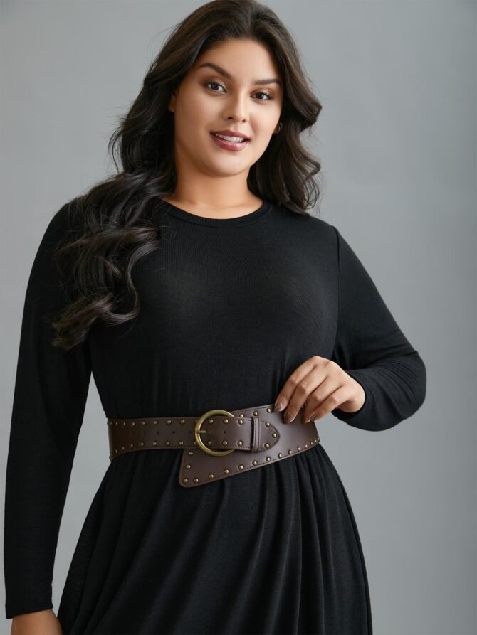 Vintage Buckle And Rivets Pu Leather Belt - Image 2