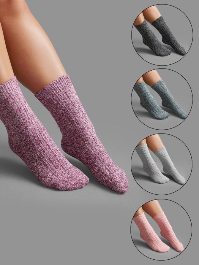 5pairs Plain Textured Mid-Calf Socks