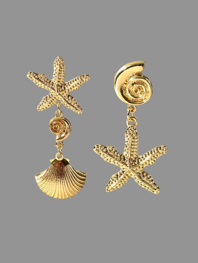 Shell Starfish Pendant Earrings - Image 2