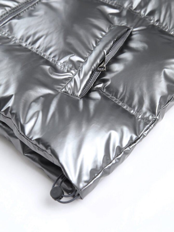 Metallic Puffer Wind Protection Hooded Coat - Image 2