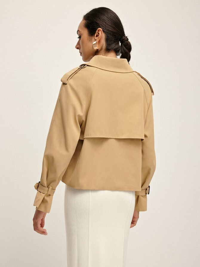 Breasted Lapel Trench Coat - Image 2