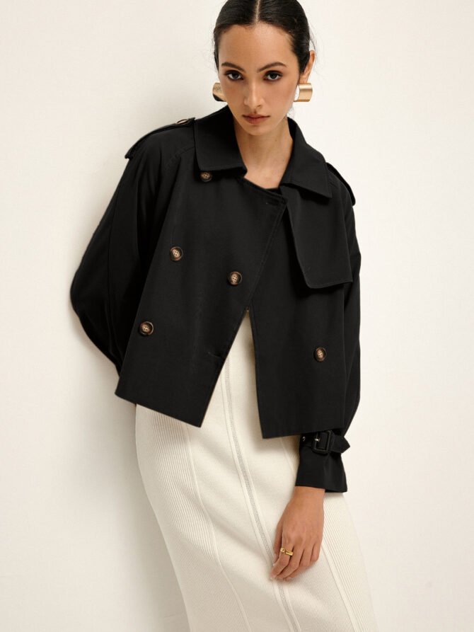 Breasted Lapel Trench Coat - Image 5