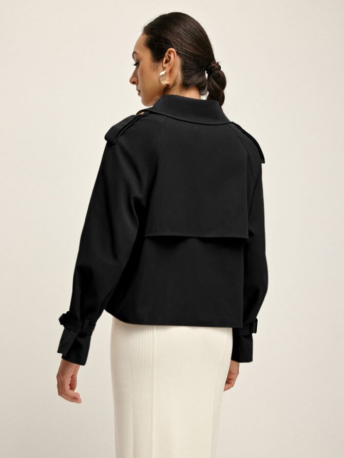 Breasted Lapel Trench Coat - Image 6