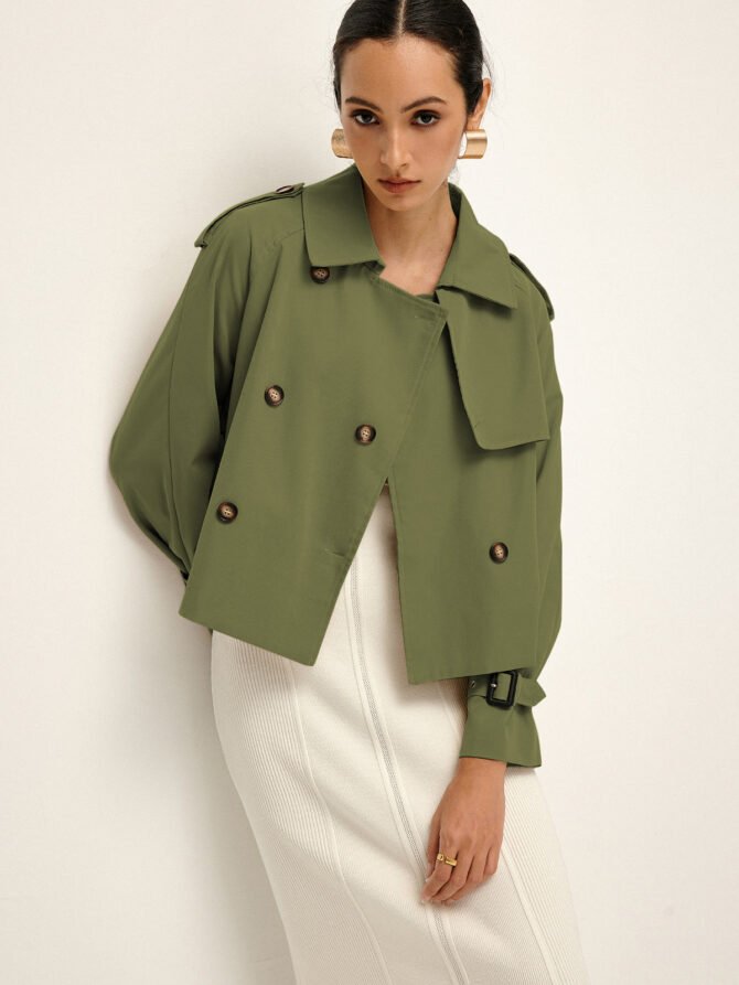 Breasted Lapel Trench Coat - Image 7