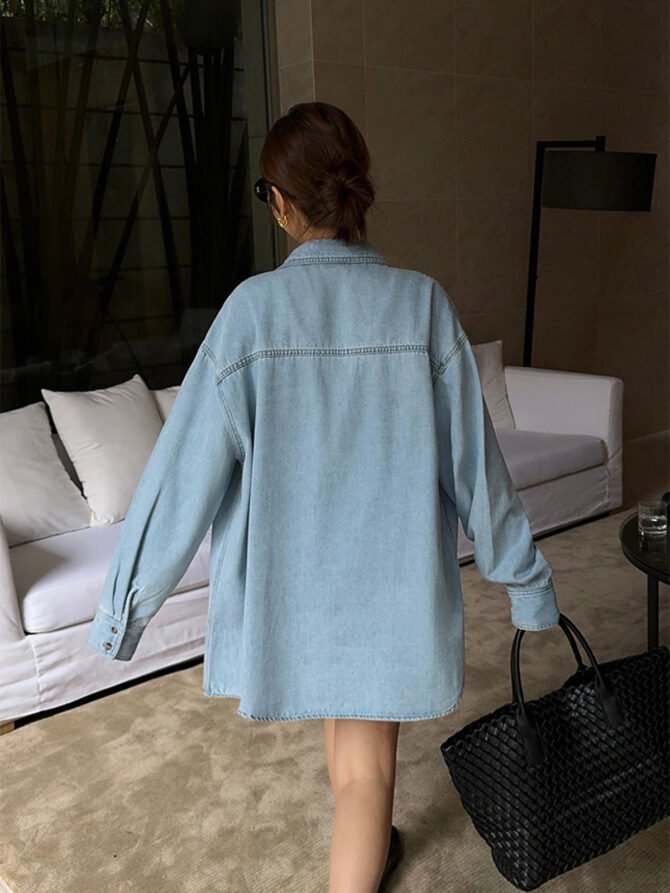Lapel Pockets Denim Jacket - Image 4