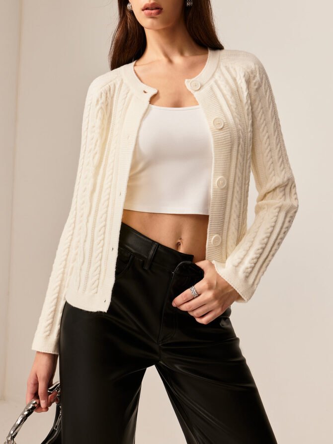 Button Down Cable Knit Outerwear - Image 3