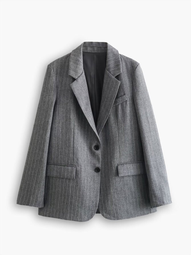 Pinstripe Lapel Blazer