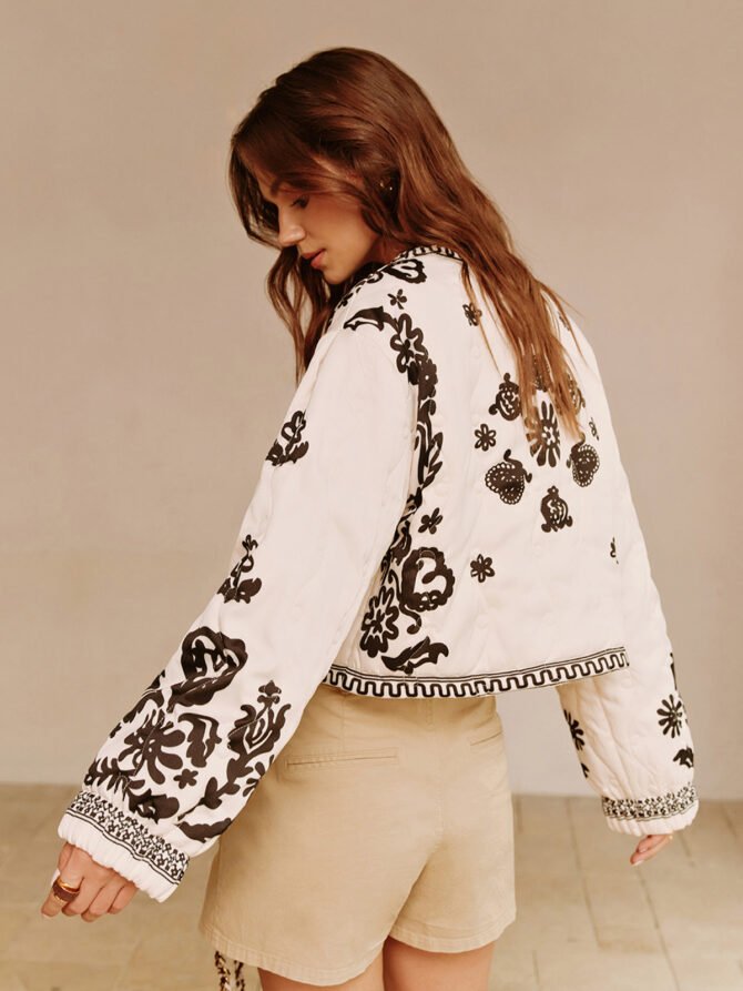 Boheme Printed Lace Up Short Jacket - Image 6