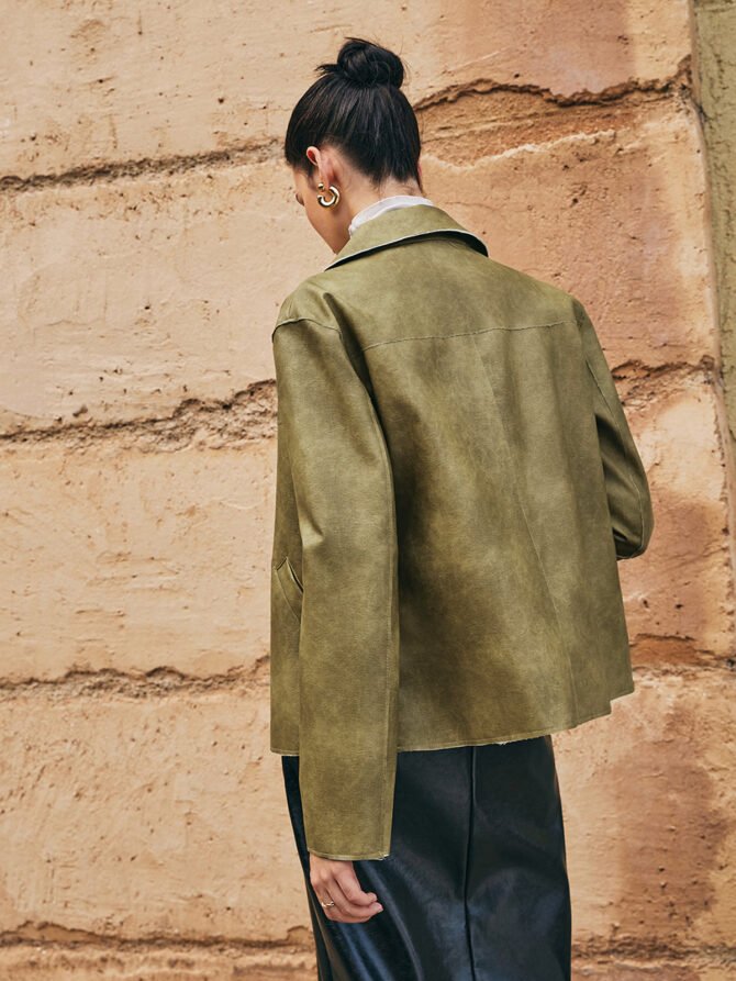 Loose PU Leather Straight Jacket - Image 3