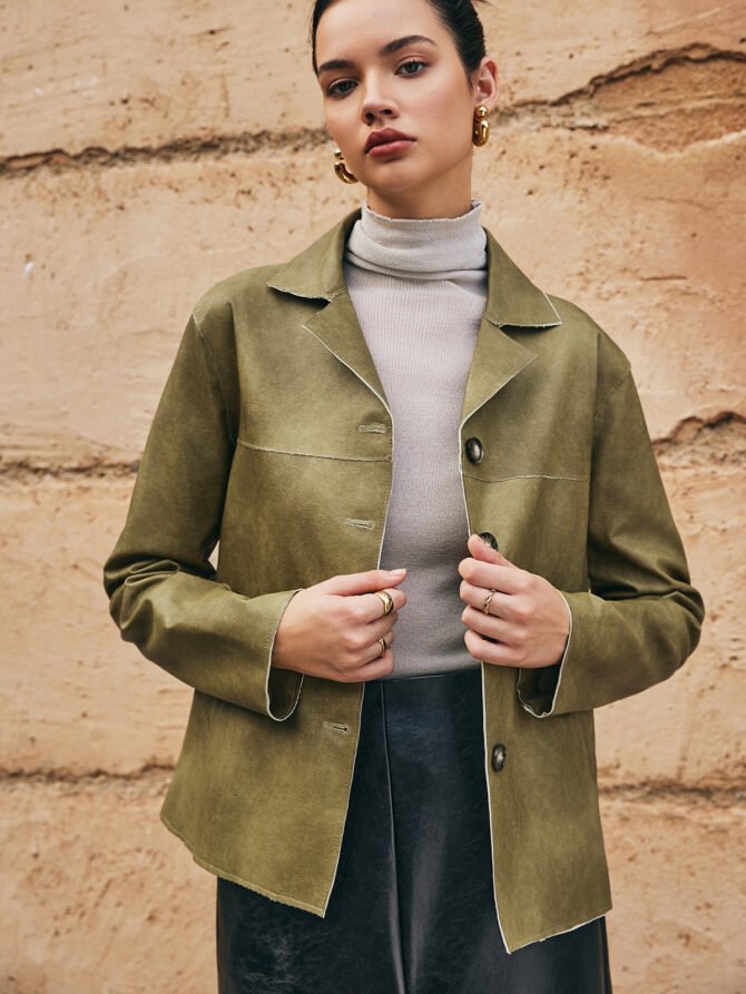 Loose PU Leather Straight Jacket - Image 2