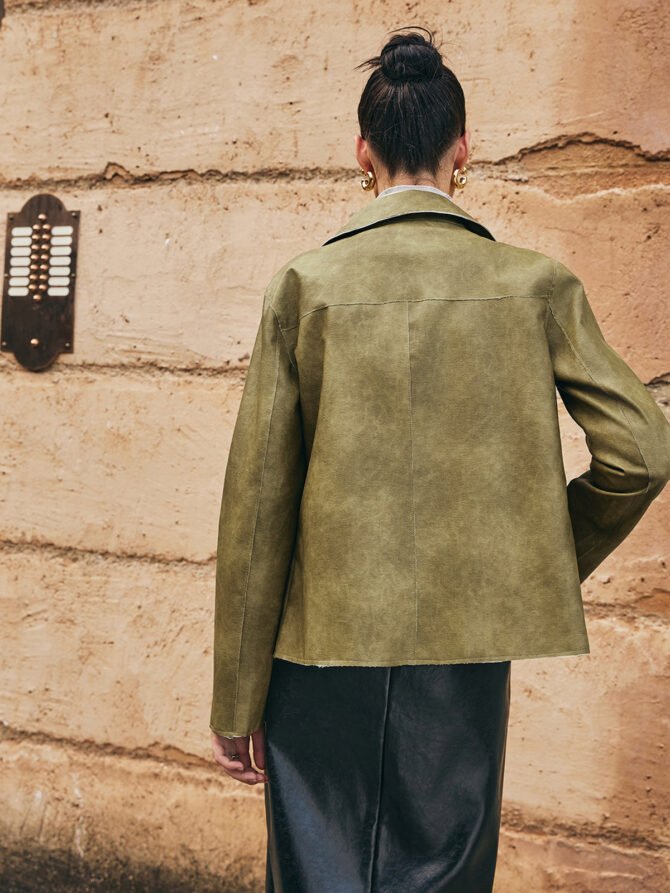 Loose PU Leather Straight Jacket - Image 7