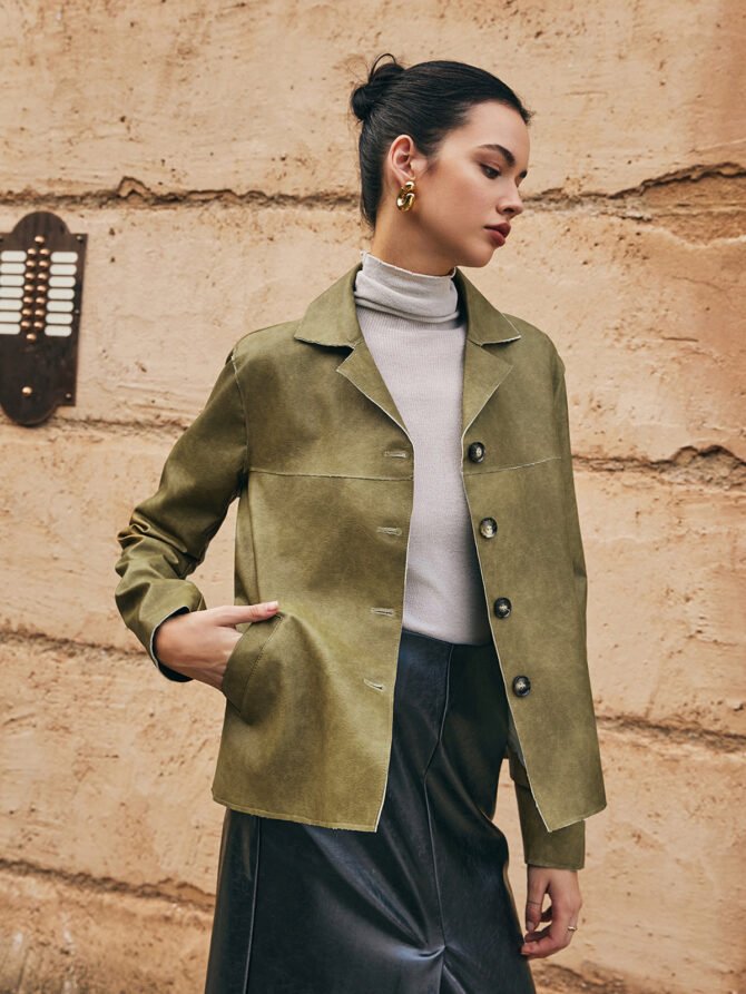 Loose PU Leather Straight Jacket - Image 4