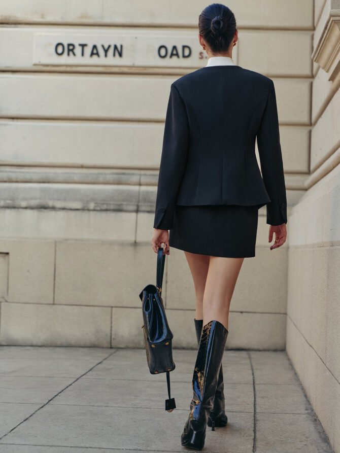 Round Neck Button Down Blazer - Image 3