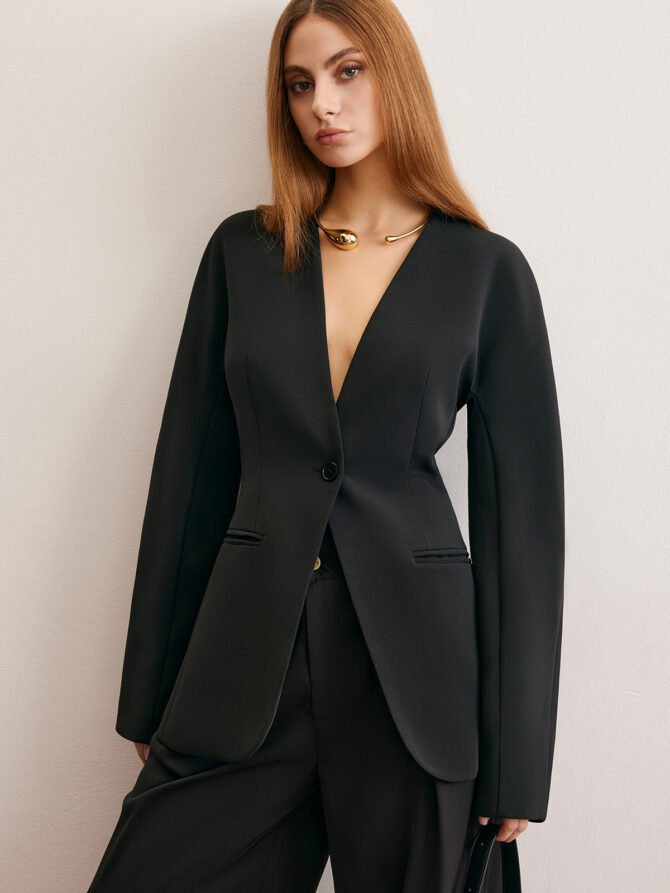 Utility Split Button Cinched Blazer - Image 4