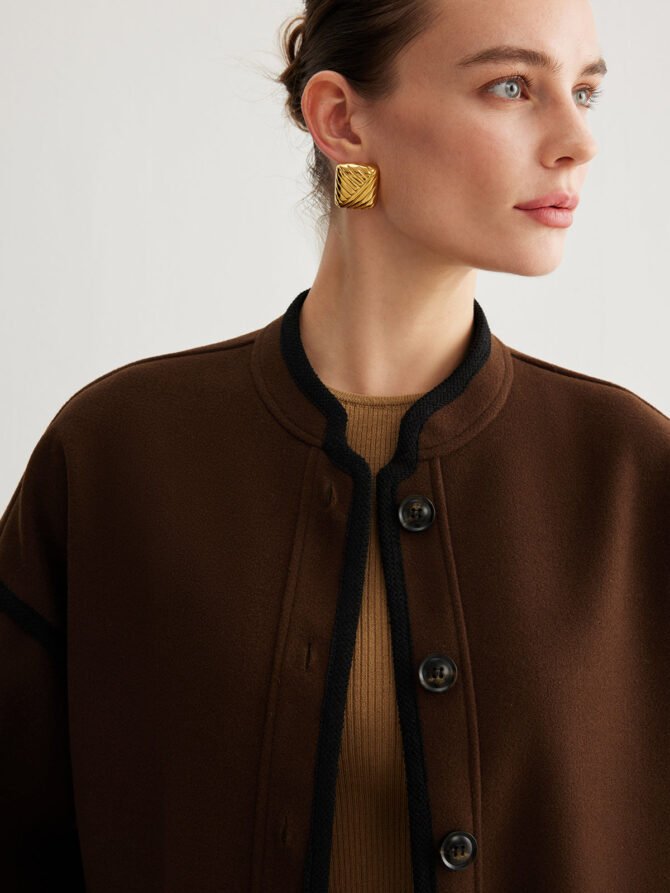 Minimalist Contrast Trim Tweed Jacket - Image 5
