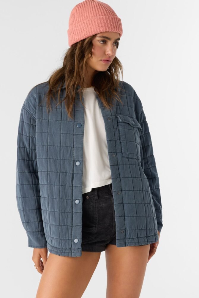 QUILTED OVERSIZED FIT SNAP FRONT JACKET - Image 9