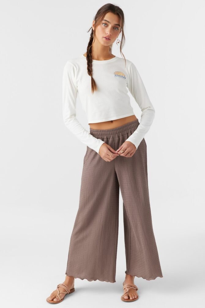 TEXTURED KNIT PULL-ON CROPPED PANTS - Image 3