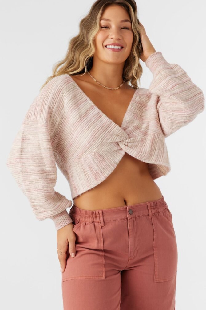 STRIPE TWIST FRONT TWO-WAY SWEATER - Image 2