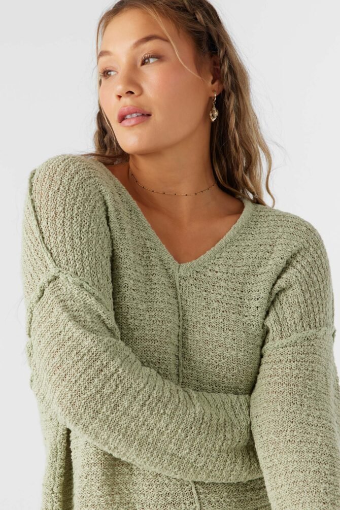 COTTON SLUB V-NECK SWEATER - Image 4