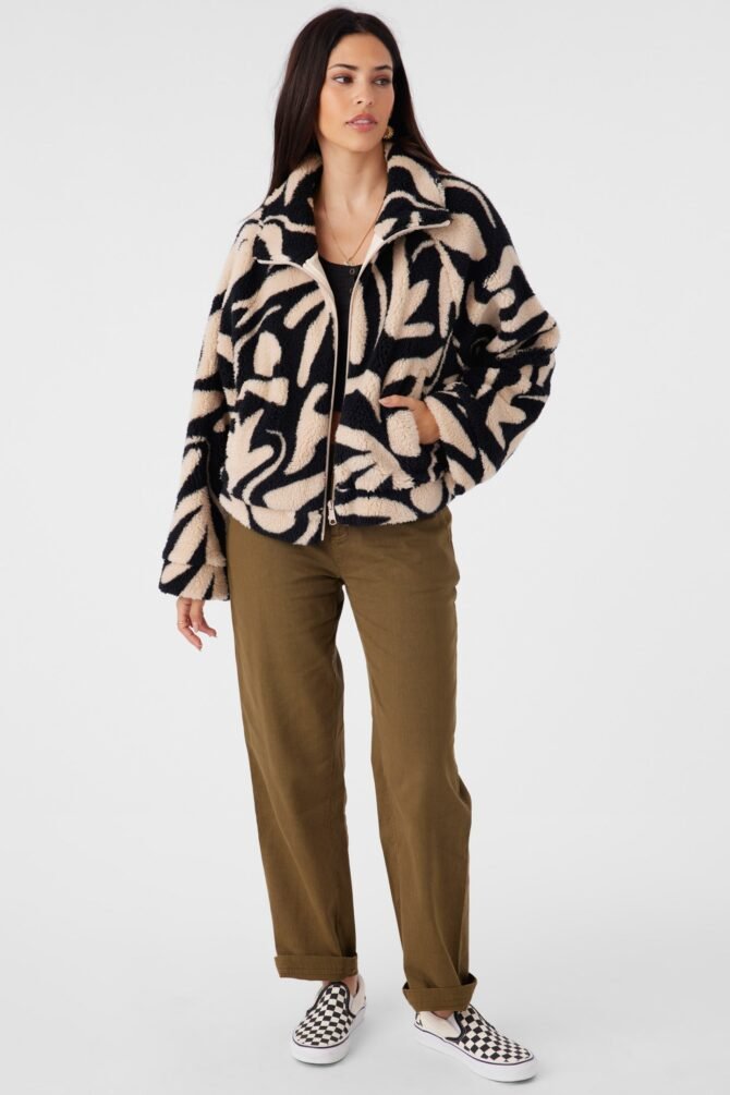 BEACH HUT GEO HIGH PILE FLEECE CROPPED JACKET - Image 3