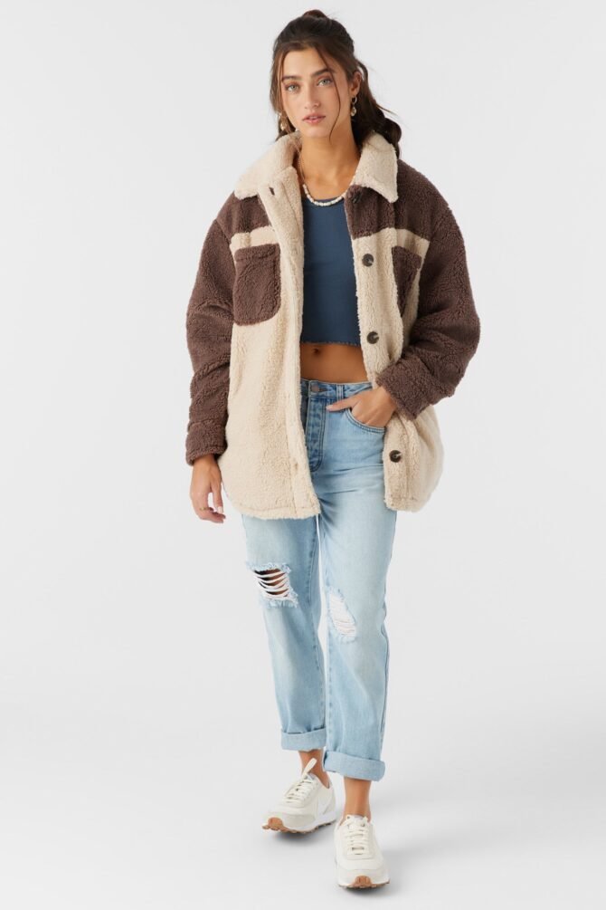 COLORBLOCK HIGH PILE OVERSIZED FLEECE JACKET - Image 3