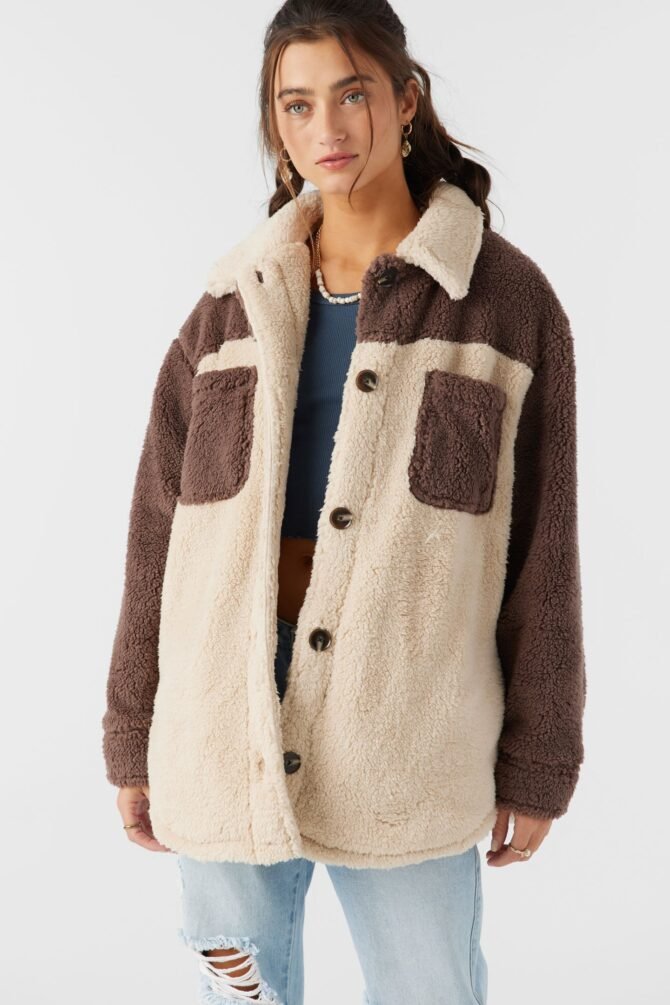 COLORBLOCK HIGH PILE OVERSIZED FLEECE JACKET - Image 6