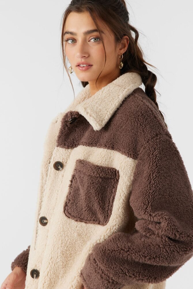 COLORBLOCK HIGH PILE OVERSIZED FLEECE JACKET - Image 4