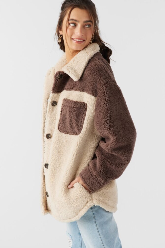 COLORBLOCK HIGH PILE OVERSIZED FLEECE JACKET - Image 5