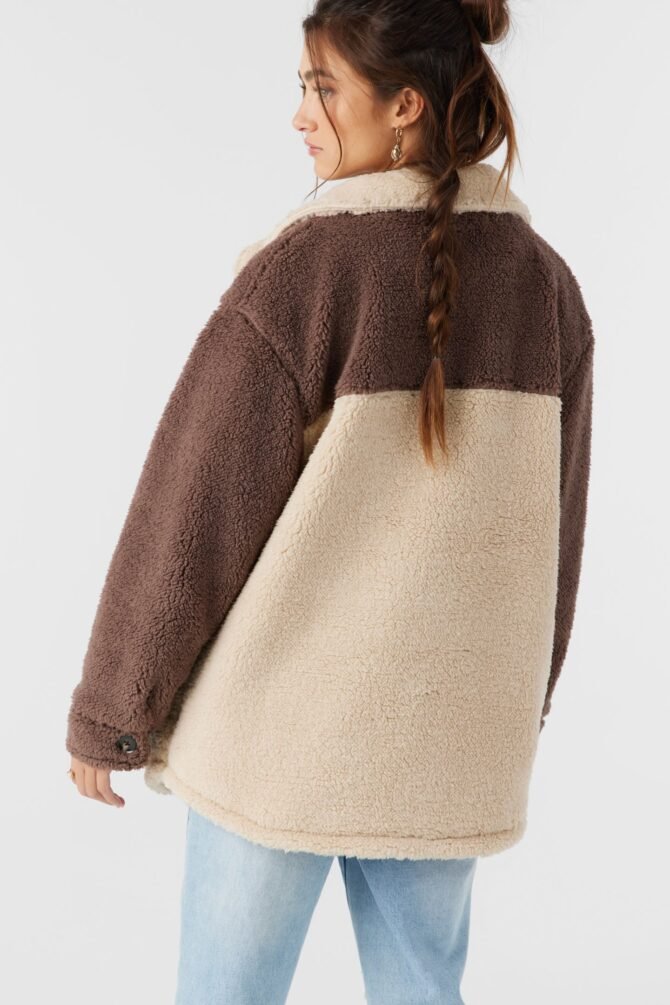 COLORBLOCK HIGH PILE OVERSIZED FLEECE JACKET - Image 2