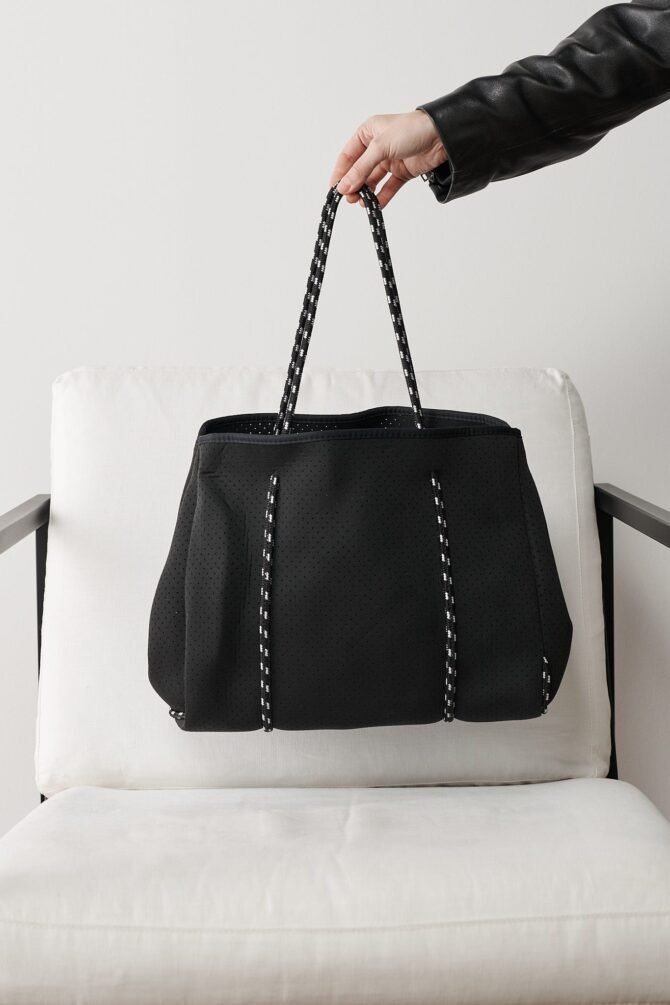 Neoprene Tote Bag In Black - Image 2